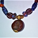 Antique Sassanian Persian Carnelian Seal & Lapis & Ancient Glass Beads Bracelet