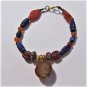Antique Sassanian Persian Carnelian Seal & Lapis & Ancient Glass Beads Bracelet