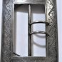Huge Georgian Victorian Aesthetic Etched Floral Sterling Silver Sash Buckle