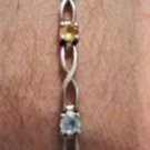 Vintage Sterling Silver Infinity Links Gemstone Tennis Bracelet 7-1/4"