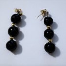 Vintage 14k Big Black Onyx Dangle Drop Balls Stud Earrings Lot