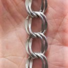 Vintage Sterling Silver Big Chunky Double Links Charm Bracelet 7-3/8"