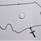 Vintage Simple Sterling Silver Jesus Crucifix Cross Pendant Curb Necklace 24"