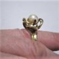 Vintage Modernist 18K YG 10 mm Pearl Ring Size 7.5
