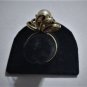 Vintage Modernist 18K YG 10 mm Pearl Ring Size 7.5