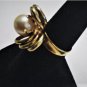 Vintage Modernist 18K YG 10 mm Pearl Ring Size 7.5