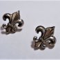 Antique Edwardian Sterling 925 Silver Fleur De Lys Screw On Earrings Lot