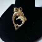 Vintage 14K DOLPHINS Heart Bracelet Charm Or Necklace Pendant