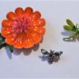 Vintage Colorful Enamel Flower & Bugs Pin Brooches Lot of 3