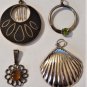 Vintage Sterling 925 Silver Amber & Gemstone Pendants Lot Collection
