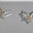 Vintage Sterling Silver & 14K RG w Amethyst Dragonfly Artisan Post Earrings