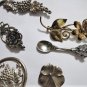 Vintage Sterling Silver Floral Organic Art Deco Pin Brooch Lot Collection of 10