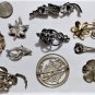 Vintage Sterling Silver Floral Organic Art Deco Pin Brooch Lot Collection of 10