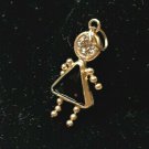 Vintage 14K Girl Dangle Charm w Deep Red Faux Ruby & Clear CZ