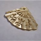Vintage Chinese Fan Hand Carved Mother Pearl Bracelet Charm or Necklace Pendant