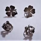 Vtg Sterling Silver Celtic Earring Lot Lucky Clover & Scottish Thistle Screwback