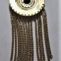Vtg HUGE 60s Goldtone Rhinestone Tassel Dangle Fringe Medallion Pendant Juliana?