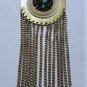 Vtg HUGE 60s Goldtone Rhinestone Tassel Dangle Fringe Medallion Pendant Juliana?