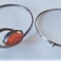 Vintage Sterling Silver Baltic Amber Bangles Lot