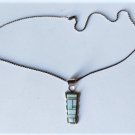 Vtg Sterling Silver Southwest Zuni Opal Inlaid Pendant Necklace 24"