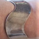 Vintage Sterling Silver Wide Modernist Wavy MEXICO Cuff Bracelet