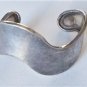 Vintage Sterling Silver Wide Modernist Wavy MEXICO Cuff Bracelet