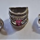 Vtg Sterling 925 Silver Collection Lot of Three Statement Rings Size 10.5 & 8