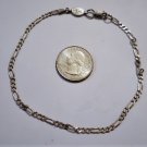 Vintage Sterling Silver ITALY MS Figaro Link Ankle Bracelet Anklet 10-1/2"
