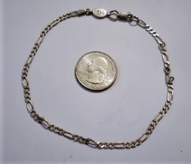 Vintage Sterling Silver ITALY MS Figaro Link Ankle Bracelet Anklet 10-1/2"