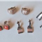 Vintage Sterling Silver MOP & Coral Earrings Lot Collection of 4 Pairs