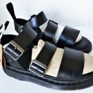 Dr Martens GRYPHON Black Leather Strap Sandals Silver Hdwr US W 9 UK 7 EU 41
