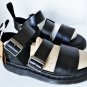 Dr Martens GRYPHON Black Leather Strap Sandals Silver Hdwr US W 9 UK 7 EU 41