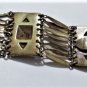 Vintage Sterling Silver MEXICO Relief Pyramids Design Wide Bracelet 7-1/4"