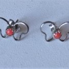 Vtg Sterling Silver Southwest Navajo Coral Open Butterfly Stud Post Earrings Lot