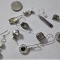 Vintage Sterling Silver Single Earrings w Stones Lot Collection