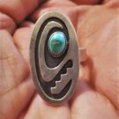 Hopi Old Pawn Sterling Silver Turquoise Ring Adj Sz 6 to 9