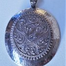 Vintage Sterling Silver Hammered Filigree Large SARDA Necklace Pendant