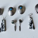 Southwest Navajo Sterling Silver Turquoise Spiny Oyster Earrings Lot Collection