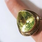 Antique Victorian Edwardian 14K 60 Ct Pear Shape Neon Green Spinel Ring Sz 6.5