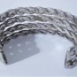 Vintage Navajo Wide Heavy Stamped Sterling Silver Hammered Twist Cuff Bracelet
