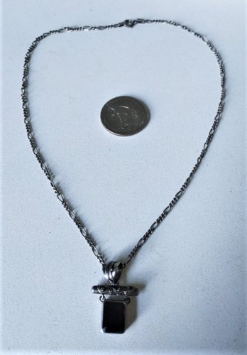 Vintage Sterling Silver Garnet LORI BONN Pendant Necklace 16"