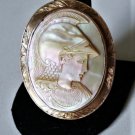 Antique Victorian 14K Mother Pearl Carved Greek Classical Bust Cameo Pin Brooch