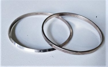 Vintage Southwest Navajo Tribal Sterling Silver Bangle Bracelet Lot of 2