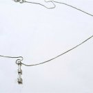 Vintage 14K WG Fine Box Chain Necklace w Three Diamond Pendant 21.5" Chain Lot