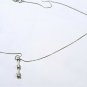 Vintage 14K WG Fine Box Chain Necklace w Three Diamond Pendant 21.5" Chain Lot