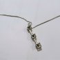 Vintage 14K WG Fine Box Chain Necklace w Three Diamond Pendant 21.5" Chain Lot