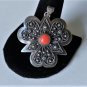 Vintage Sterling Silver Handmade ISRAEL Coral Pin Brooch Pendant Lot