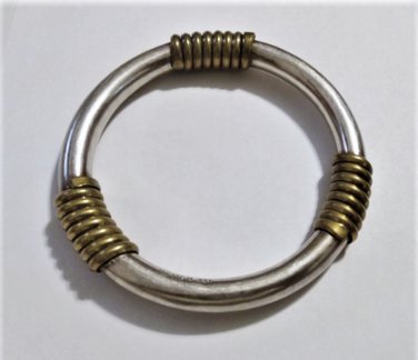 Vintage Sterling Silver Golden Wire Wrap MEXICO Bangle Bracelet Lot