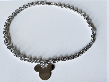 Vintage Sterling Silver MICKEY Ears Disney Pendant Heavy Chain Necklace Lot 21"