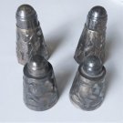 Vintage Sterling Silver MEXICO Patterned Cutout Glass Salt Pepper Shakers 2 Sets